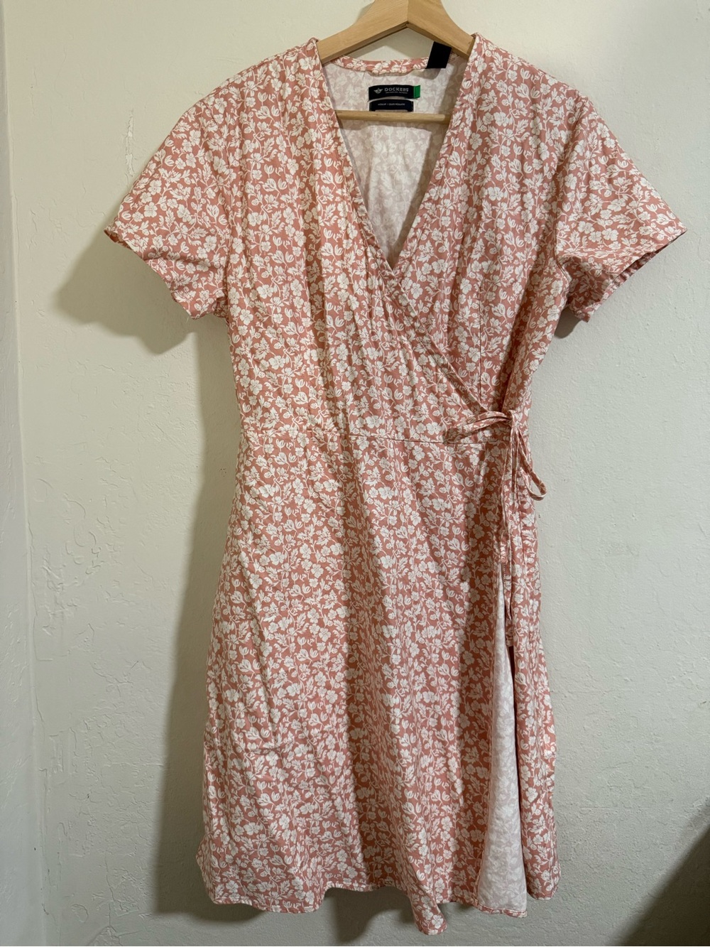 Dockers Dusty Pink Floral Wrap Midi Dress
